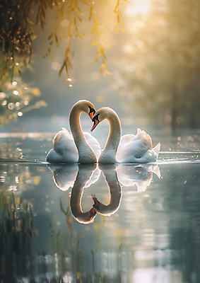 JPG 나무 편집이미지 호수 두마리 풍경 사람없음 반사 수면 편안함 합성 백조 이미지 편집실사 AI포토 AI콘텐츠 식물 2 조류 물 감각 CG 파일형식