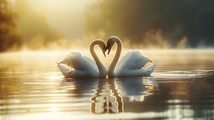 JPG 편집이미지 호수 두마리 풍경 사람없음 빛 반사 수면 편안함 합성 백조 이미지 편집실사 AI포토 AI콘텐츠 2 조류 물 감각 CG 파일형식