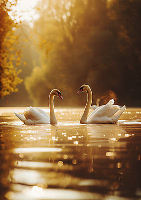 JPG 편집이미지 호수 두마리 풍경 사람없음 빛 반사 수면 편안함 합성 백조 이미지 편집실사 AI포토 AI콘텐츠 2 조류 물 감각 CG 파일형식