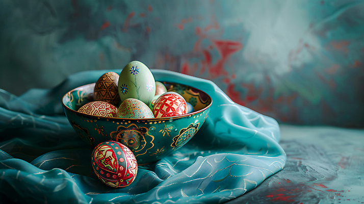 JPG 편집이미지 그릇 기독교 백그라운드 사람없음 천 담기 부활절계란 청록색 편집실사 AI포토 AI콘텐츠 식기 종교 컬러 모션 부활절 계란 직물 CG 파일형식