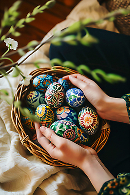 JPG 편집이미지 손 기독교 백그라운드 들기 신체부위 바구니 담기 부활절계란 편집실사 AI인물포토 AI콘텐츠 종교 모션 부활절 사람 계란 CG 파일형식 AI포토