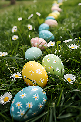 JPG 편집이미지 꽃 기독교 백그라운드 잔디 사람없음 부활절계란 일렬 편집실사 AI포토 AI콘텐츠 식물 종교 부활절 계란 CG 파일형식