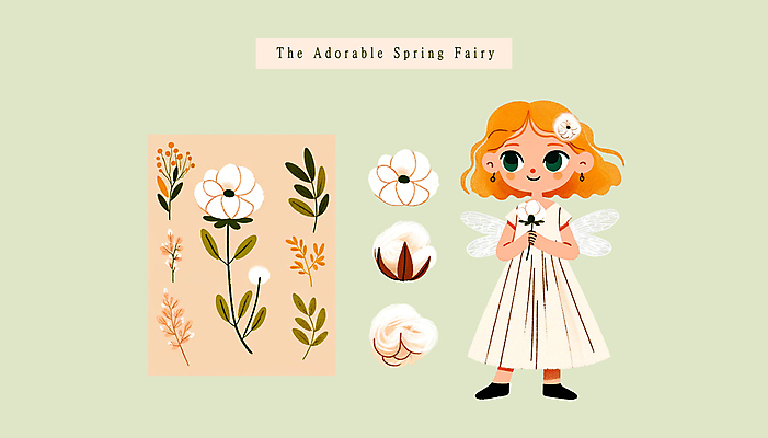 전신 PSD 캐릭터 여자 꽃 어린이 날개 일러스트 요정 한명 들기 소녀 연두색 귀여움 봄 오브젝트 목화꽃 목화솜 소녀한명만 일러캐릭터 식물 1 계절 컨셉 모션 사람 초록색 솜 여자한명만 소녀만 파일형식