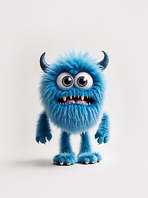 JPG 전신 편집이미지 캐릭터 한마리 털 뿔 사람없음 파란색 귀여움 디지털합성 애니메이션 몬스터 편집소스 이미지편집 편집실사 AI컴퓨터그래픽 AI콘텐츠 1 컬러 컨셉 CG 파일형식