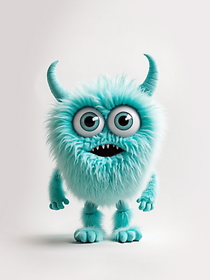 JPG 전신 편집이미지 캐릭터 한마리 털 뿔 사람없음 귀여움 디지털합성 청록색 애니메이션 몬스터 편집소스 이미지편집 편집실사 AI컴퓨터그래픽 AI콘텐츠 1 컬러 컨셉 CG 파일형식