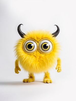 JPG 전신 편집이미지 캐릭터 한마리 털 뿔 사람없음 노란색 귀여움 디지털합성 애니메이션 몬스터 편집소스 이미지편집 편집실사 AI컴퓨터그래픽 AI콘텐츠 1 컬러 컨셉 CG 파일형식