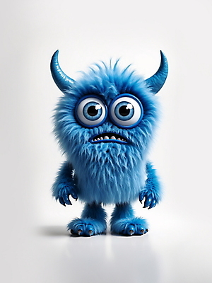 JPG 전신 편집이미지 캐릭터 한마리 털 뿔 사람없음 파란색 귀여움 디지털합성 애니메이션 몬스터 편집소스 이미지편집 편집실사 AI컴퓨터그래픽 AI콘텐츠 1 컬러 컨셉 CG 파일형식