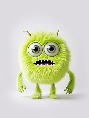 JPG 전신 편집이미지 캐릭터 한마리 털 뿔 사람없음 연두색 귀여움 디지털합성 애니메이션 몬스터 편집소스 이미지편집 편집실사 AI컴퓨터그래픽 AI콘텐츠 1 컨셉 초록색 CG 파일형식