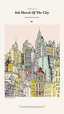 PSD 일러스트 잉크 빌딩 사람없음 건물 펜 고층빌딩 도시 스케치 그림 드로잉 국내일러스트 건축물 미술 필기구 파일형식