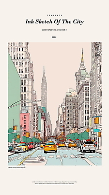 PSD 도로 일러스트 거리 잉크 빌딩 사람없음 건물 펜 도시 스케치 그림 드로잉 국내일러스트 건축물 길 교통시설 미술 필기구 파일형식