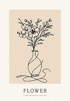디자인 꽃 포스터 백그라운드 라인일러스트 일러스트 사람없음 꽃병 라인아트 심플 베이지색 미니멀 국내일러스트 AI파일 식물 선 컬러 파일형식 벡터