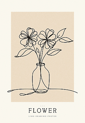 디자인 꽃 포스터 백그라운드 라인일러스트 일러스트 사람없음 꽃병 라인아트 심플 베이지색 미니멀 국내일러스트 AI파일 식물 선 컬러 파일형식 벡터