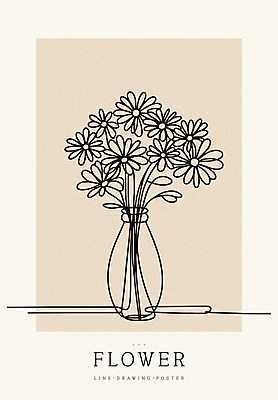 디자인 꽃 포스터 백그라운드 라인일러스트 일러스트 사람없음 꽃병 라인아트 심플 베이지색 미니멀 국내일러스트 AI파일 식물 선 컬러 파일형식 벡터