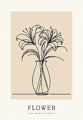 디자인 꽃 포스터 백그라운드 라인일러스트 일러스트 사람없음 꽃병 라인아트 심플 베이지색 미니멀 국내일러스트 AI파일 식물 선 컬러 파일형식 벡터