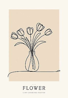 디자인 꽃 포스터 백그라운드 라인일러스트 일러스트 사람없음 꽃병 라인아트 심플 베이지색 미니멀 국내일러스트 AI파일 식물 선 컬러 파일형식 벡터
