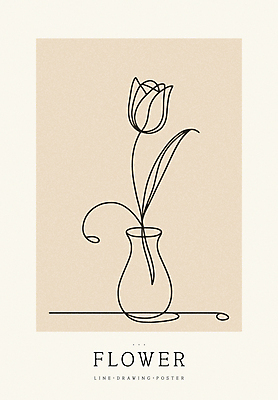디자인 꽃 포스터 백그라운드 라인일러스트 일러스트 사람없음 꽃병 라인아트 심플 베이지색 미니멀 국내일러스트 AI파일 식물 선 컬러 파일형식 벡터