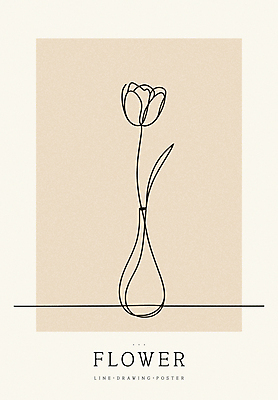 디자인 꽃 포스터 백그라운드 라인일러스트 일러스트 사람없음 꽃병 라인아트 심플 베이지색 미니멀 국내일러스트 AI파일 식물 선 컬러 파일형식 벡터