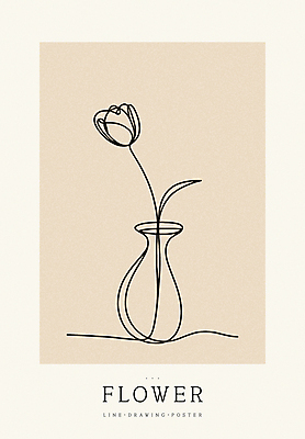 디자인 꽃 포스터 백그라운드 라인일러스트 일러스트 사람없음 꽃병 라인아트 심플 베이지색 미니멀 국내일러스트 AI파일 식물 선 컬러 파일형식 벡터