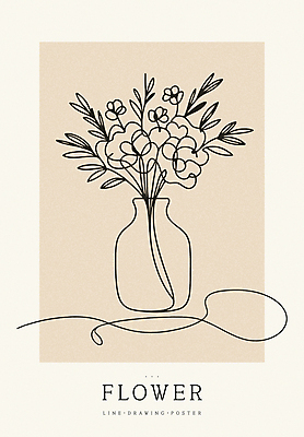 디자인 꽃 포스터 백그라운드 라인일러스트 일러스트 사람없음 꽃병 라인아트 심플 베이지색 미니멀 국내일러스트 AI파일 식물 선 컬러 파일형식 벡터