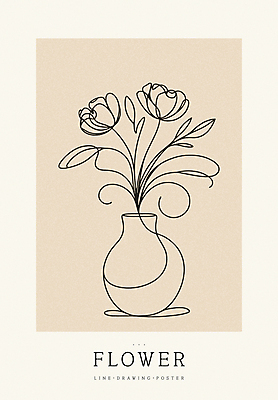 디자인 꽃 포스터 백그라운드 라인일러스트 일러스트 사람없음 꽃병 라인아트 심플 베이지색 미니멀 국내일러스트 AI파일 식물 선 컬러 파일형식 벡터