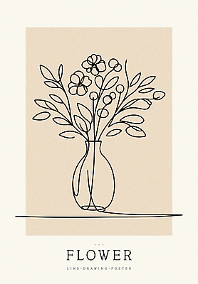 디자인 꽃 포스터 백그라운드 라인일러스트 일러스트 사람없음 꽃병 라인아트 심플 베이지색 미니멀 국내일러스트 AI파일 식물 선 컬러 파일형식 벡터