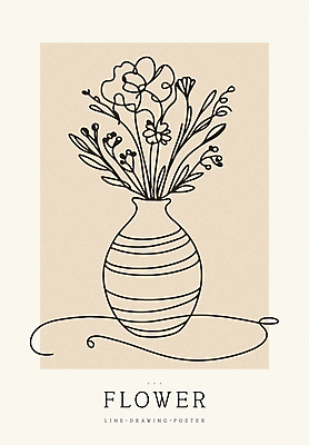 디자인 꽃 포스터 백그라운드 라인일러스트 일러스트 사람없음 꽃병 라인아트 심플 베이지색 미니멀 국내일러스트 AI파일 식물 선 컬러 파일형식 벡터