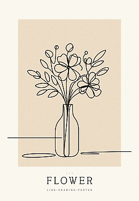 디자인 꽃 포스터 백그라운드 라인일러스트 일러스트 사람없음 꽃병 라인아트 심플 베이지색 미니멀 국내일러스트 AI파일 식물 선 컬러 파일형식 벡터
