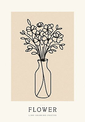 디자인 꽃 포스터 백그라운드 라인일러스트 일러스트 사람없음 꽃병 라인아트 심플 베이지색 미니멀 국내일러스트 AI파일 식물 선 컬러 파일형식 벡터