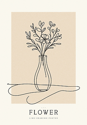 디자인 꽃 포스터 백그라운드 라인일러스트 일러스트 사람없음 꽃병 라인아트 심플 베이지색 미니멀 국내일러스트 AI파일 식물 선 컬러 파일형식 벡터