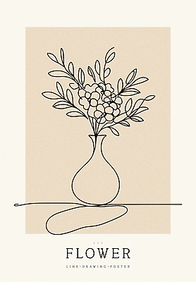 디자인 꽃 포스터 백그라운드 라인일러스트 일러스트 사람없음 꽃병 라인아트 심플 베이지색 미니멀 국내일러스트 AI파일 식물 선 컬러 파일형식 벡터