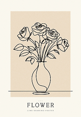디자인 꽃 포스터 백그라운드 라인일러스트 일러스트 사람없음 꽃병 라인아트 심플 베이지색 미니멀 국내일러스트 AI파일 식물 선 컬러 파일형식 벡터