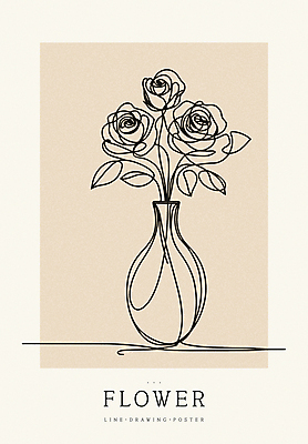 디자인 꽃 포스터 백그라운드 라인일러스트 일러스트 사람없음 꽃병 라인아트 심플 베이지색 미니멀 국내일러스트 AI파일 식물 선 컬러 파일형식 벡터