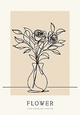 디자인 꽃 포스터 백그라운드 라인일러스트 일러스트 사람없음 꽃병 라인아트 심플 베이지색 미니멀 국내일러스트 AI파일 식물 선 컬러 파일형식 벡터