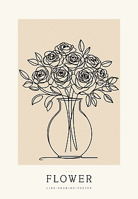 디자인 꽃 포스터 백그라운드 라인일러스트 일러스트 사람없음 꽃병 라인아트 심플 베이지색 미니멀 국내일러스트 AI파일 식물 선 컬러 파일형식 벡터