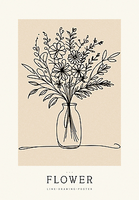 디자인 꽃 포스터 백그라운드 라인일러스트 일러스트 사람없음 꽃병 라인아트 심플 베이지색 미니멀 국내일러스트 AI파일 식물 선 컬러 파일형식 벡터