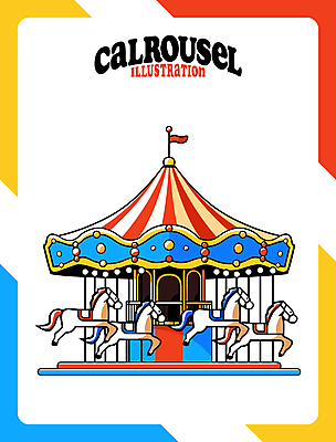 일러스트 지붕 조명 사람없음 컬러풀 사각형 깃발 기둥 회전목마 국내일러스트 AI파일 도형 건축 컬러 놀이기구 파일형식 벡터