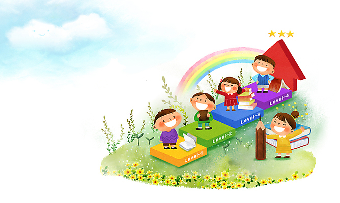 전신 PSD 구름 여자 교육 남자 꽃 화살표 어린이 무지개 일러스트 미소 소녀 소년 여러명 책 친구 연필 풀 발전 단계 등급 초등 어린이만 국내일러스트 자연요소 식물 다수 컨셉 관계 학용품 표정 사람 필기구 파일형식