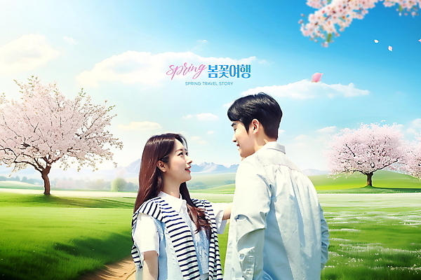 PSD 편집이미지 커플 여자 남자 꽃잎 길 미소 사람 잔디 초원 상반신 20대 성인 두명 마주보기 한국인 벚나무 봄여행 성인만 이미지편집 나무 식물 꽃 여행 관계 모션 표정 동양인 청년 봄 벚꽃 파일형식