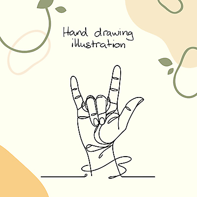 손 선 라인일러스트 일러스트 손짓 신체부위 손그림 드로잉 로큰롤 국내일러스트 AI파일 음악 모션 미술 사람 파일형식 벡터