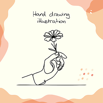 손 선 라인일러스트 일러스트 들기 신체부위 들꽃 손그림 드로잉 국내일러스트 AI파일 꽃 모션 미술 사람 파일형식 벡터