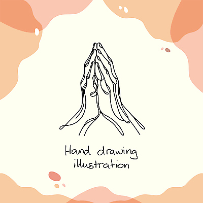 손 종교 선 라인일러스트 일러스트 신체부위 기도 손그림 손모으기 드로잉 국내일러스트 AI파일 미술 사람 손짓 파일형식 벡터