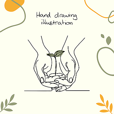 손 선 잎 라인일러스트 일러스트 자연 신체부위 새싹 손그림 손모으기 드로잉 국내일러스트 AI파일 식물 미술 사람 손짓 생태계 파일형식 벡터