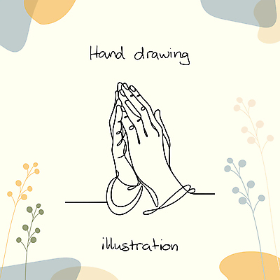 손 종교 선 라인일러스트 일러스트 신체부위 기도 손그림 손모으기 드로잉 국내일러스트 AI파일 미술 사람 손짓 파일형식 벡터