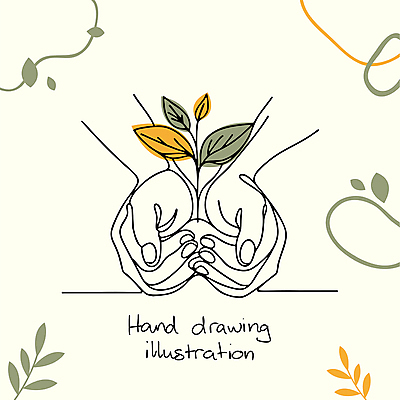 손 선 잎 라인일러스트 일러스트 자연 신체부위 새싹 손그림 손모으기 드로잉 국내일러스트 AI파일 식물 미술 사람 손짓 생태계 파일형식 벡터