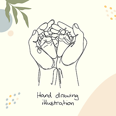 손 선 라인일러스트 일러스트 발 신체부위 아기 신생아 손그림 손모으기 드로잉 국내일러스트 AI파일 미술 사람 손짓 파일형식 벡터