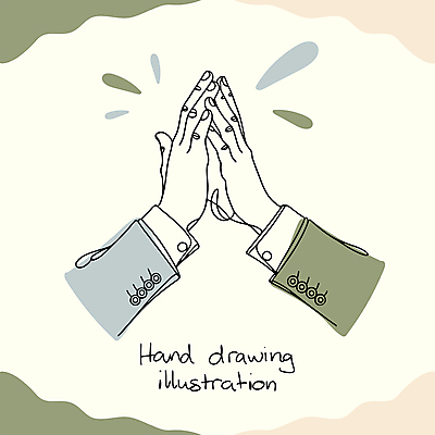 손 선 라인일러스트 일러스트 정장 신체부위 손그림 하이파이브 드로잉 국내일러스트 AI파일 옷 미술 사람 손짓 파일형식 벡터