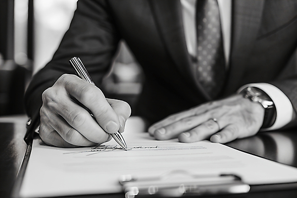 JPG 편집이미지 남자 시계 흑백 한명 정장 상반신 성인 볼펜 기록 비즈니스맨 계약 사인 문서 계약서 서명 서류판 성인남자한명만 편집실사 AI인물포토 AI콘텐츠 1 옷 비즈니스 촬영기법 사람 펜 사무용품 직장인 CG 남자한명만 성인남자만 파일형식 AI포토