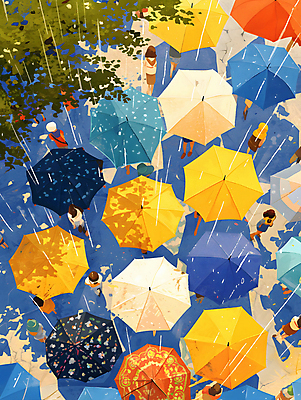 JPG 나무 여자 남자 백그라운드 일러스트 우산 나뭇잎 거리 풍경 여러명 성인 컬러풀 걷기 봄비 군중 가득함 디지털합성 그림 성인만 국내일러스트 AI일러스트 AI콘텐츠 식물 컬러 다수 잎 모션 사람 봄 비_날씨 파일형식