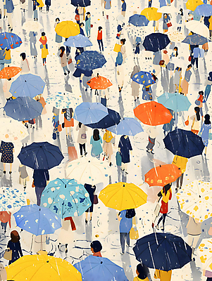 JPG 나무 여자 남자 백그라운드 일러스트 우산 나뭇잎 거리 풍경 여러명 성인 컬러풀 걷기 봄비 군중 가득함 디지털합성 그림 웅덩이 성인만 국내일러스트 AI일러스트 AI콘텐츠 식물 컬러 다수 잎 모션 사람 봄 비_날씨 파일형식