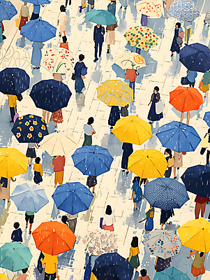 JPG 나무 여자 남자 백그라운드 일러스트 우산 나뭇잎 거리 풍경 여러명 성인 컬러풀 걷기 봄비 군중 가득함 디지털합성 그림 성인만 국내일러스트 AI일러스트 AI콘텐츠 식물 컬러 다수 잎 모션 사람 봄 비_날씨 파일형식